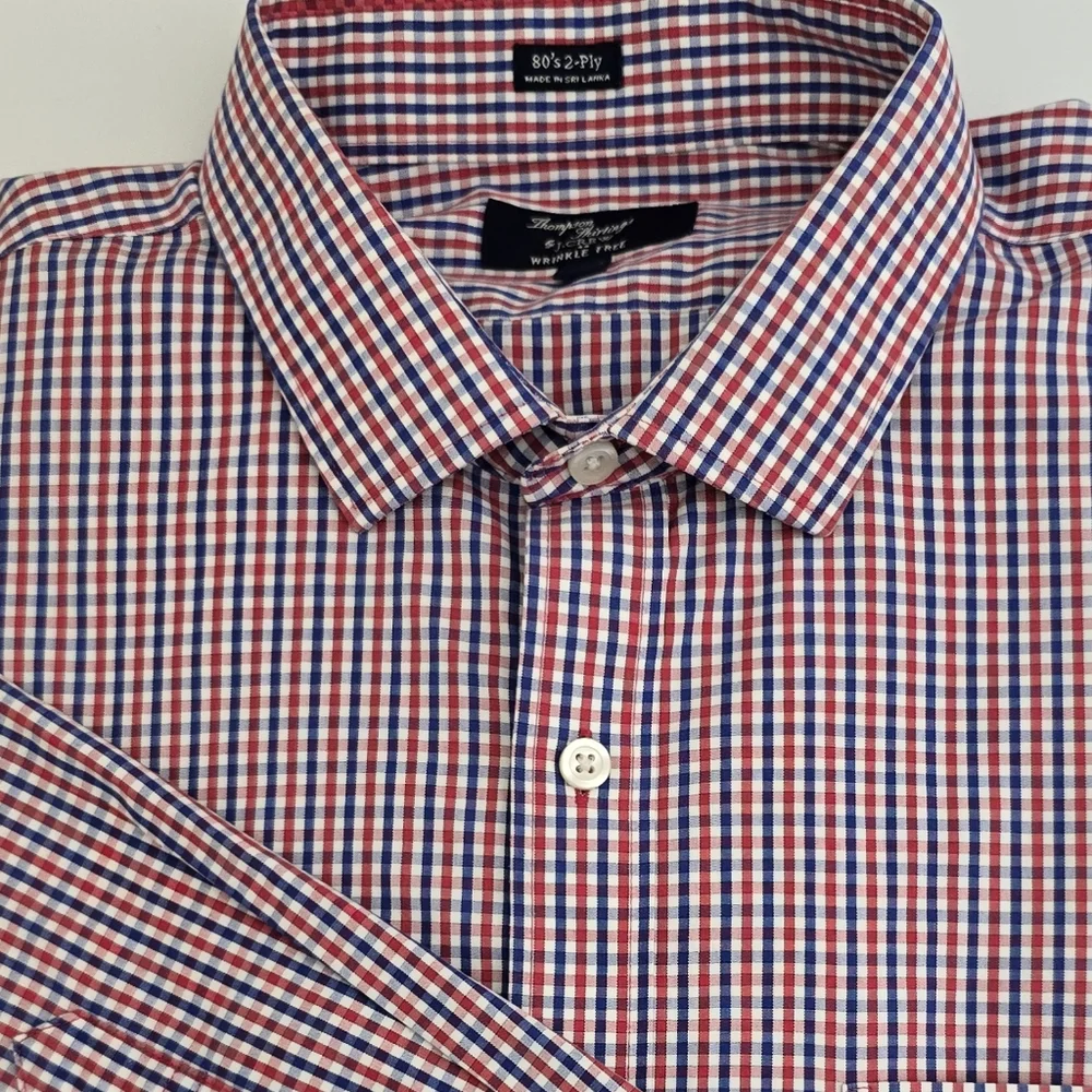 J. CREW size XL Thompson 80s 2 Ply‎ Plaid Wrinkle Free Button Down Dress Shirt